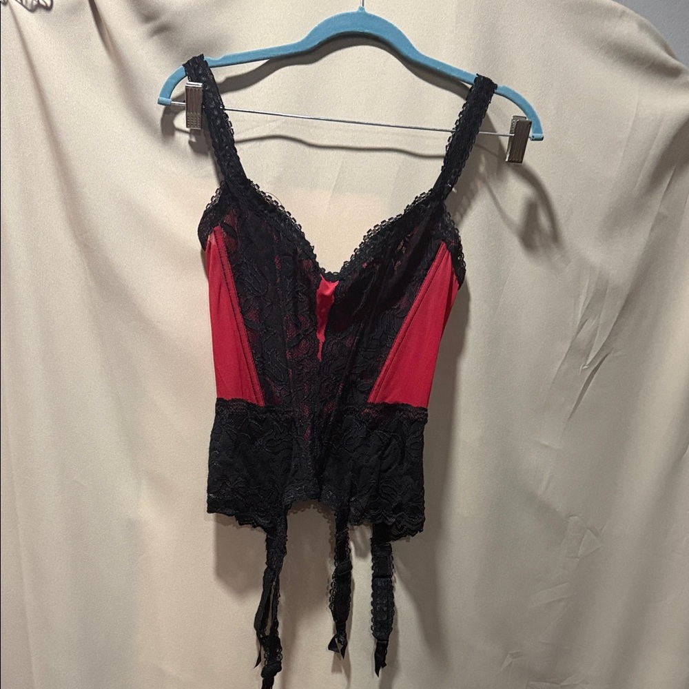 Black & Red Lace Bustier Corset Top